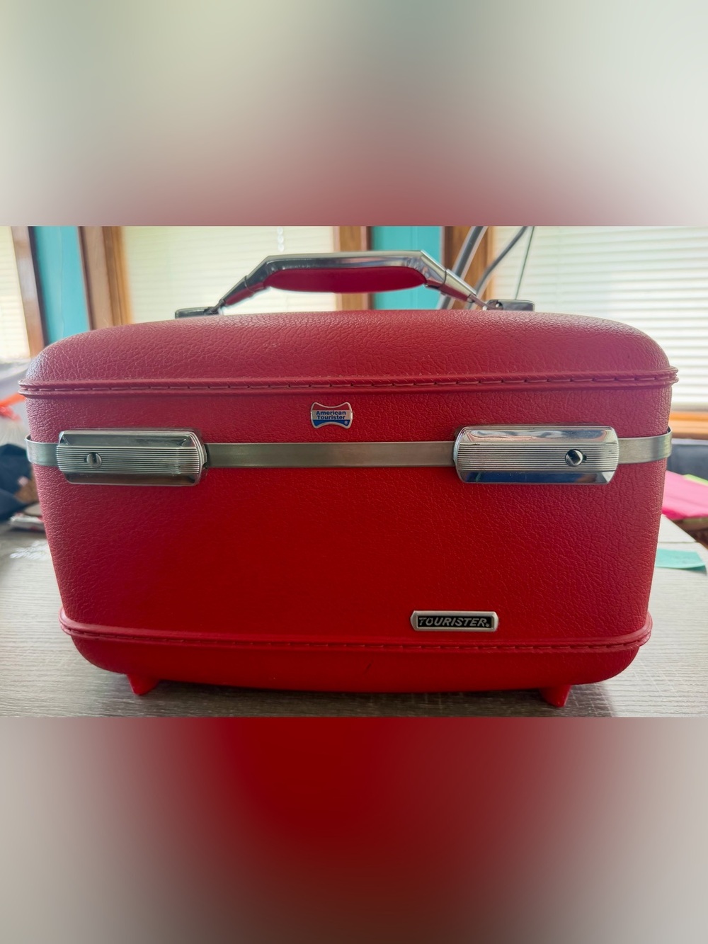 Vintage American Tourister "Tiara" Red Makeup Hard Case Train Travel Luggage